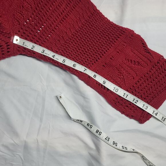 St. John's Bay red open weave 3/4 sleeve Boho sweater size 3X - Picture 5 of 9